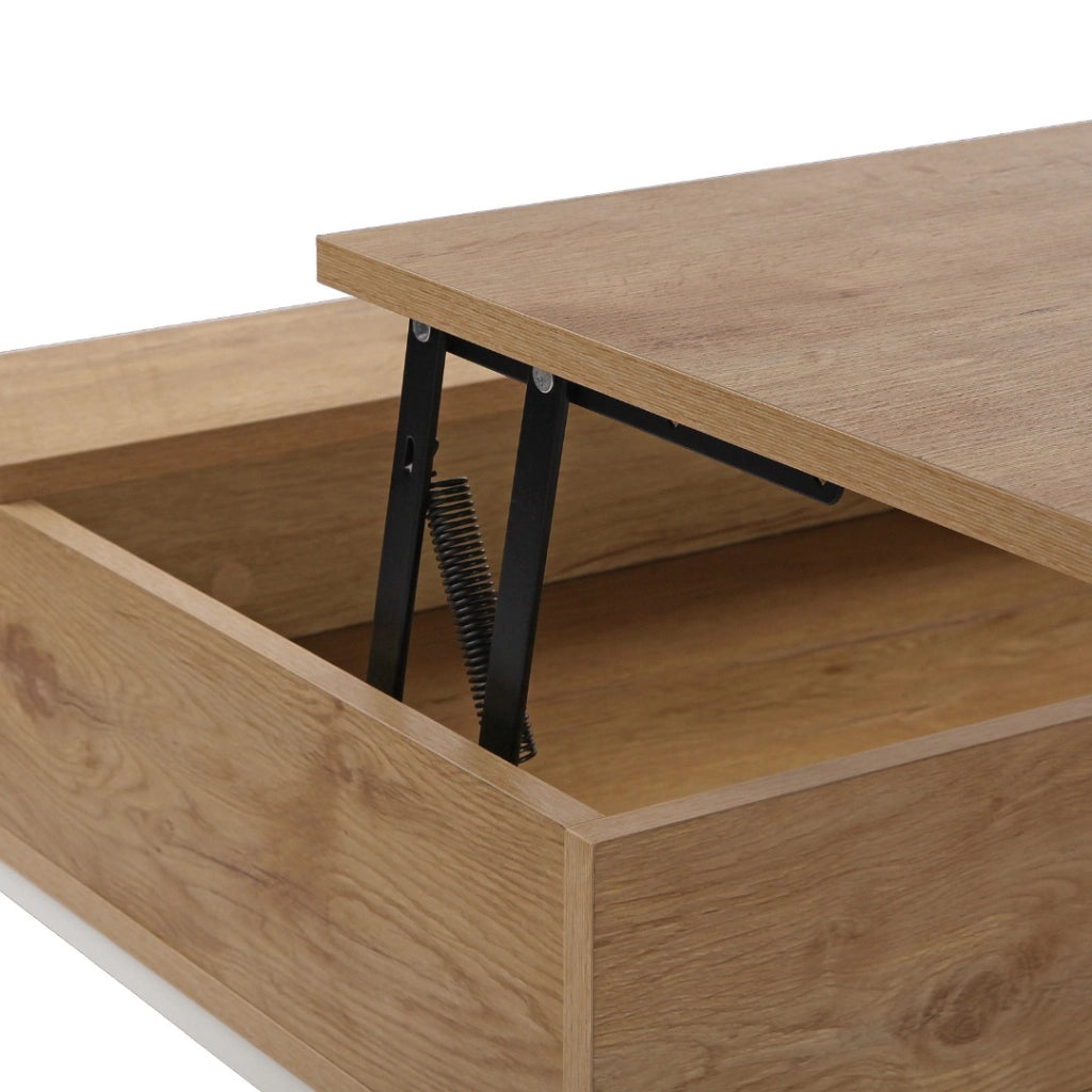 Tavolino da salotto legno e metallo bianco con vano 100x55x40cm