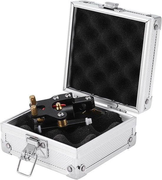 Set di tatuaggi portatile con coperchio in alluminio con chiusura e spugna per macchina da tatuaggi - accessorio per tatuaggi