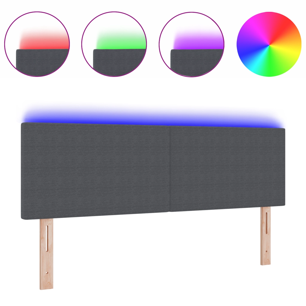 Testiera LED Design Semplice Grigio Scuro 80 cm Tessuto Corduroy di