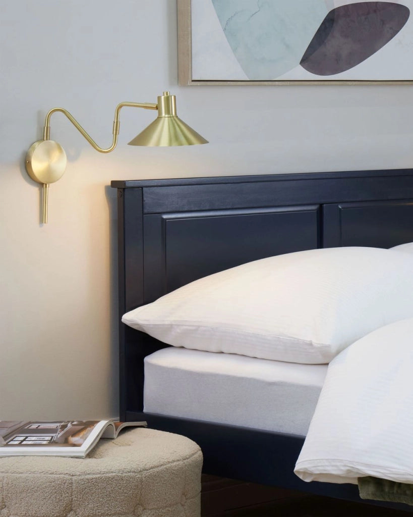 Lampada da parete con paralume in metallo oro regolabile a braccio lungo camera da letto soggiorno