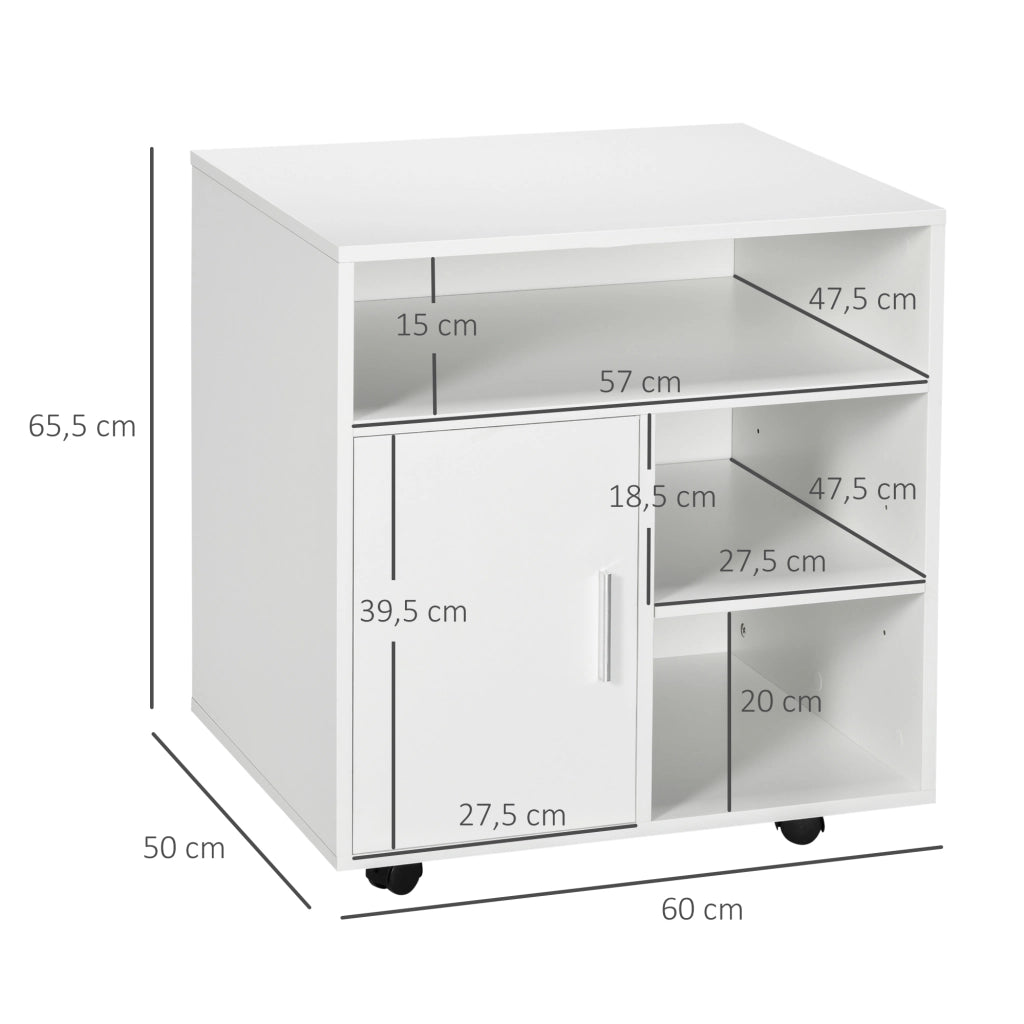 Armadio con Ruote Multifunzionale ¨C zephmum ¨C Bianco 60x50x65,5 cm