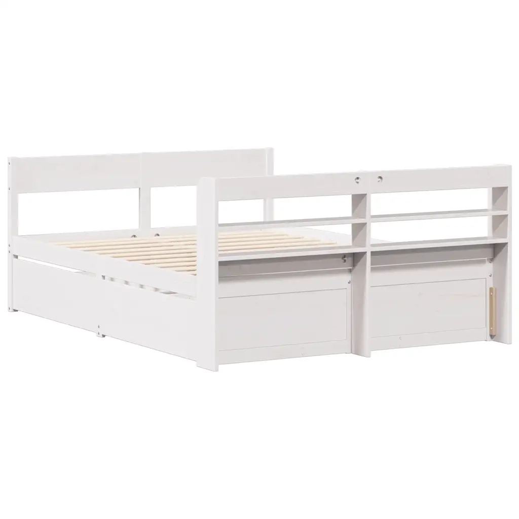 Letto senza Materasso Bianco 120x190 cm Legno Massello di Pino