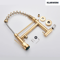 Björn |gastronomia rubinetto monoforo a parete per acqua fredda oro|da cucina professionale in acciaio inox a due getti|doppio per lavello ristorante