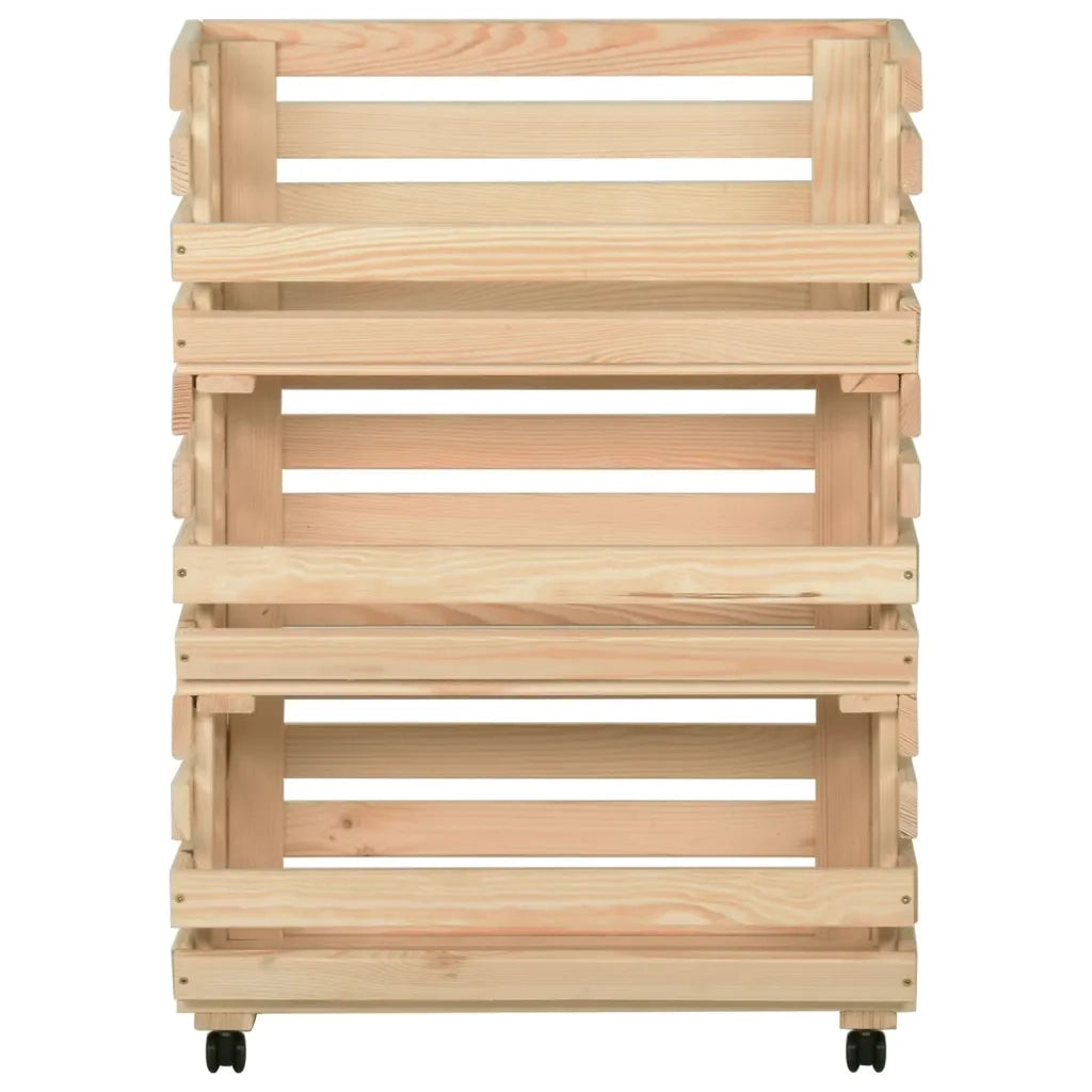 Carrello Portaverdure 57x30x80 cm in Legno Massello di Pino
