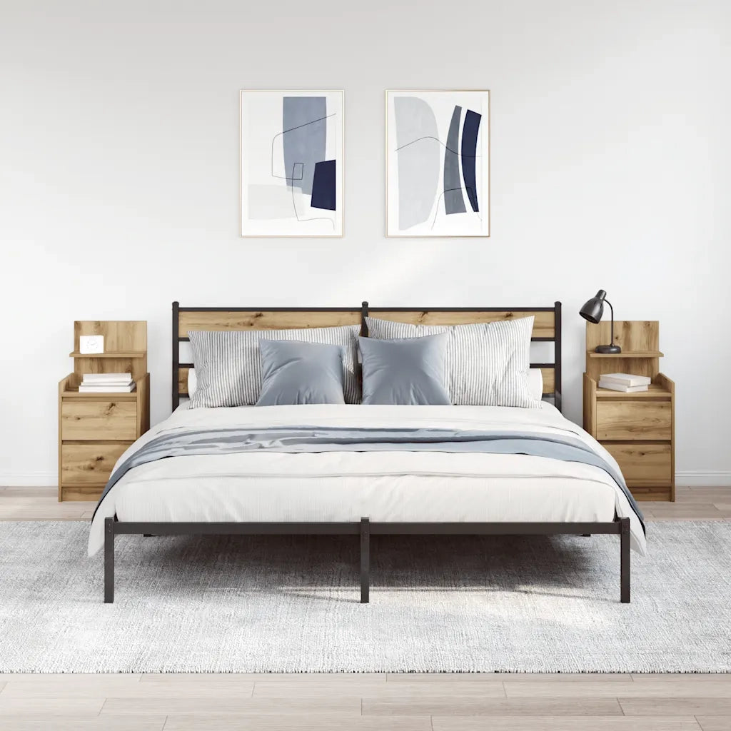 Comodini con 2 Cassetti 2 pz Rovere Artigianale 38x34x80 cm 861372
