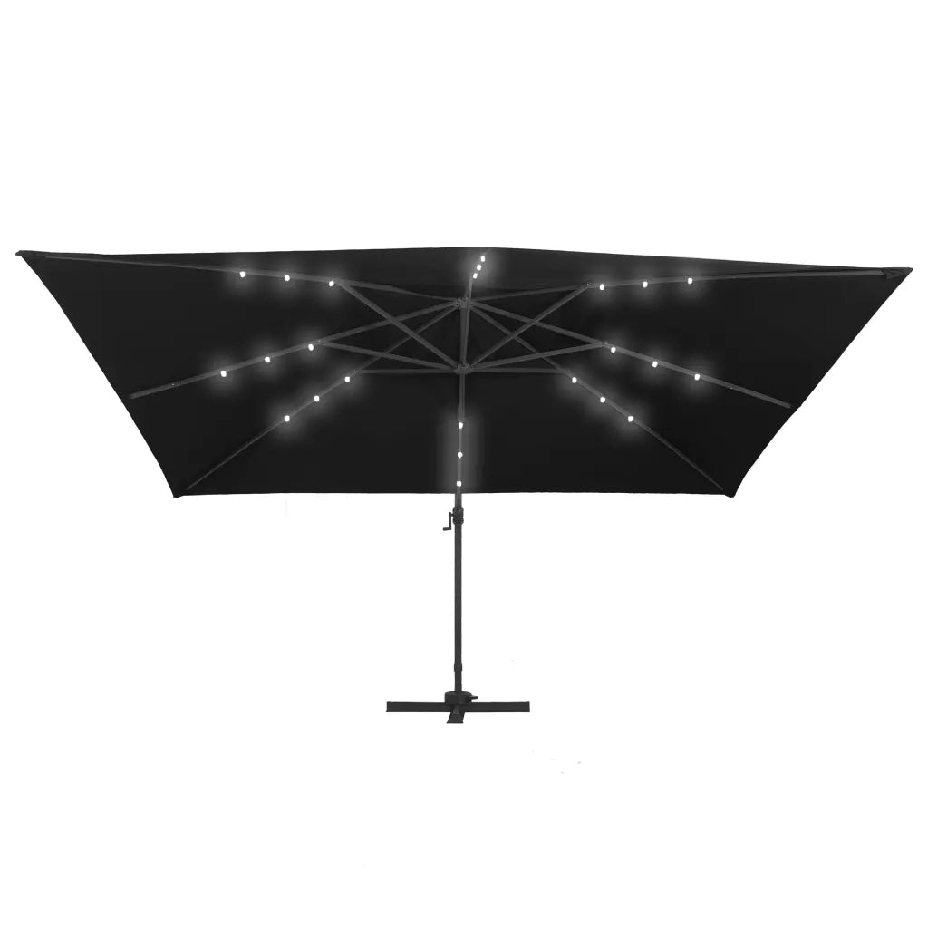 Ombrellone a Sbalzo con LED Palo in Alluminio 400x300 cm Nero 47008