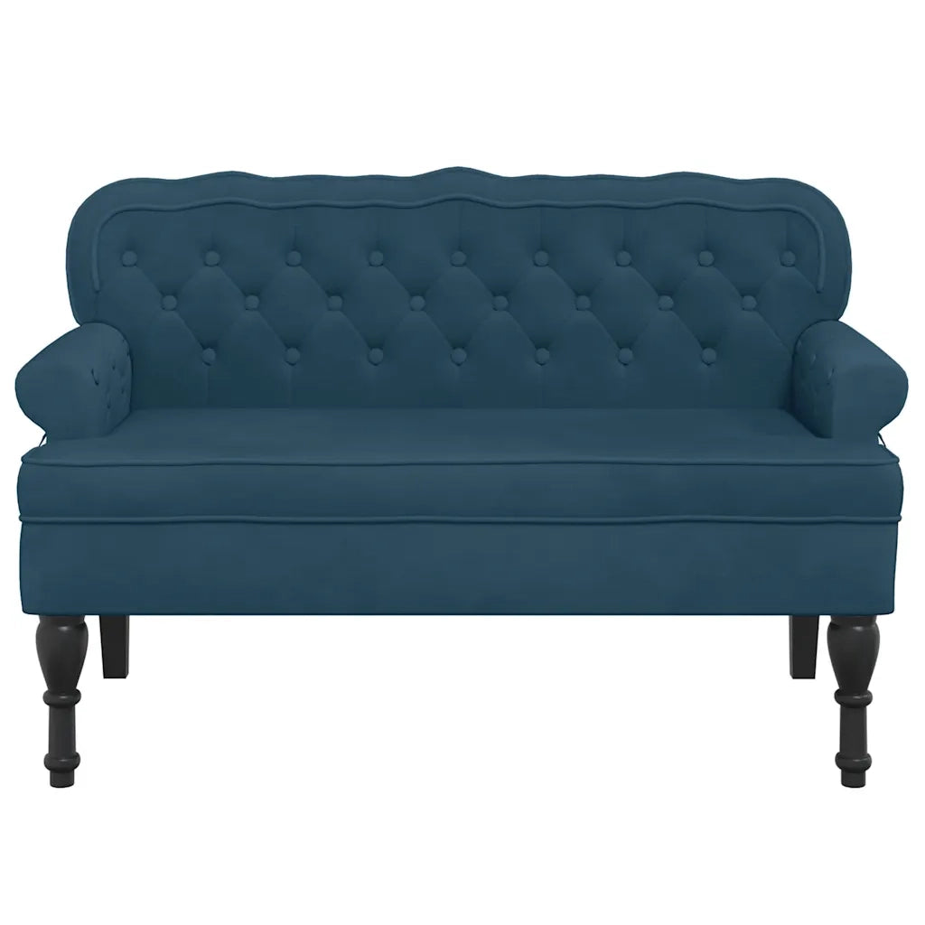 Panca con Schienale Blu 119,5x64,5x75 cm in Velluto