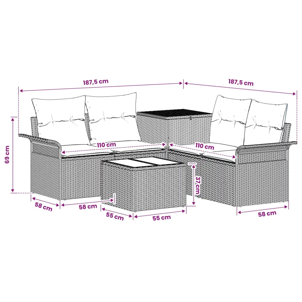 Set di divani 6 pcs 4-Numero di posti 3447096