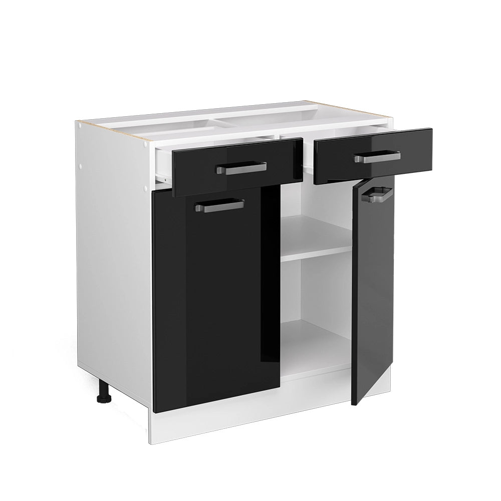 Vicco Mobiletto base per cucina Nero lucido 80 cm senza piano di lavoro