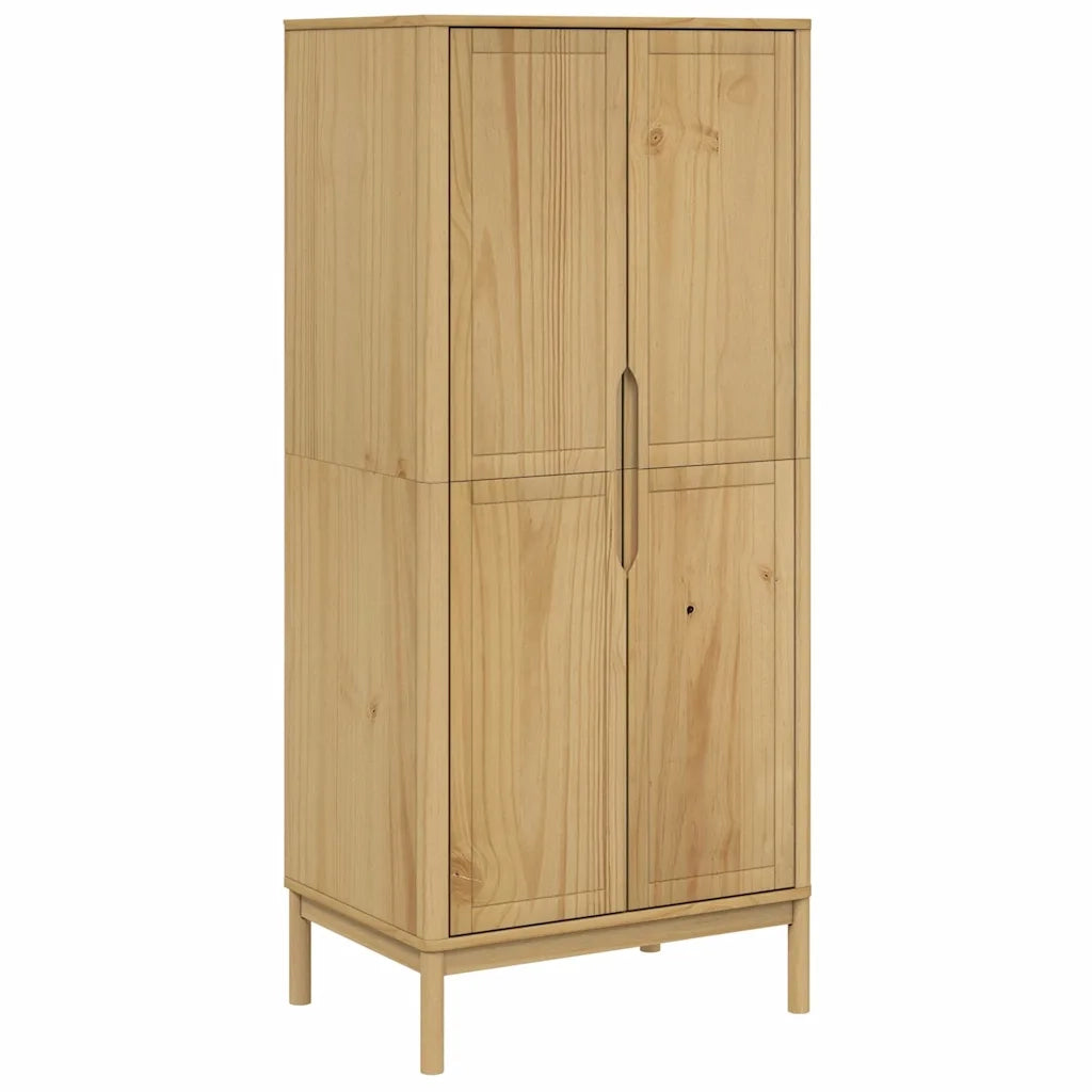 Armadio FLORO Marrone Cera 77x53x171 cm Legno Massello di Pino 374005
