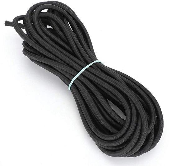 Cordone elastico 7 mm - Fibra di polipropilene - Nero - 10 m - Accessori per cucire abiti - Corda elastica