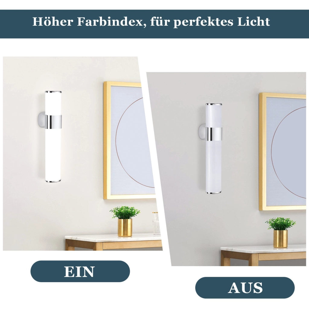 ZMH Lampada da specchio LED per Specchio 6W 35cm IP44 Cromata Moderna Luce Neutra 4000K per Cantina Cucina Armadio