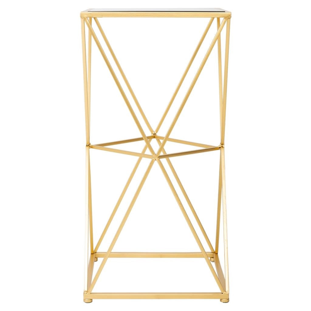Tavolino in metallo con piano in vetro 35x35x70h cm