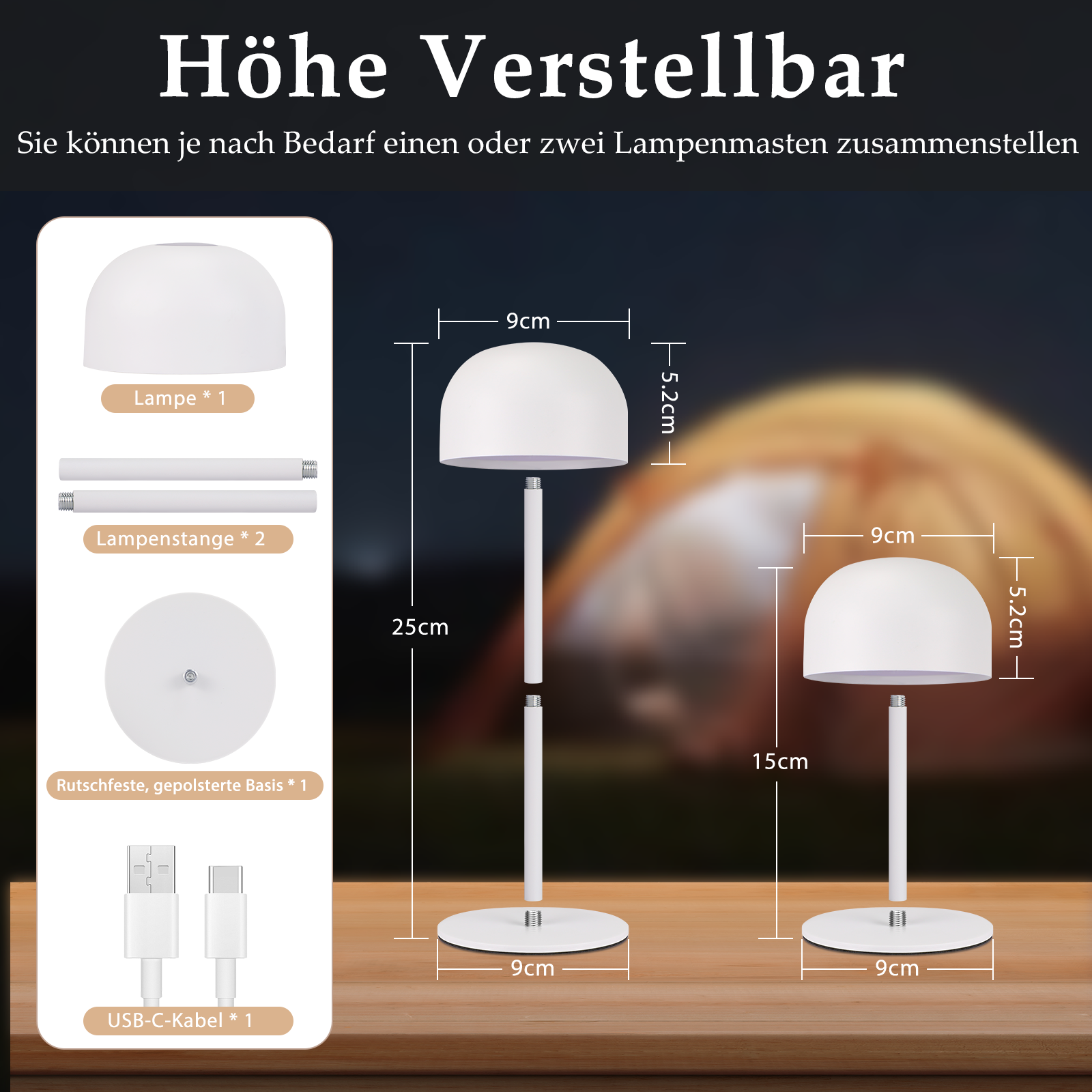 ZMH Lampada da tavolo LED wireless dimmerabile 3 temperature colore per camera letto soggiorno