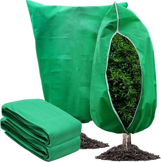 Due coperte per piante - (180 cm x 240 cm) - Fleece per piante da giardino - con cerniera e bottoni - Coperte per piante da proteggere dal freddo - Coperta per piante in vaso - Protezione per piante da gelo - Verde