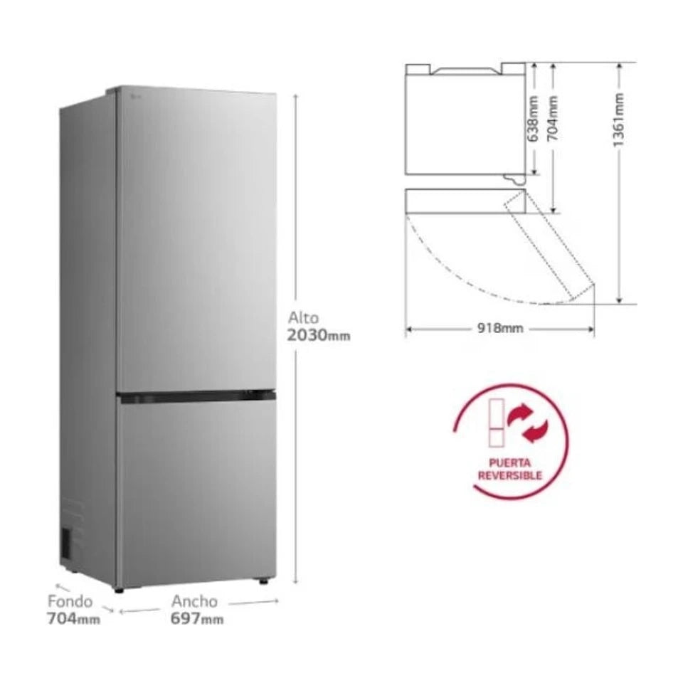 Frigorifero Combinato LG GBBW322DPY Inox 70cm 465L Total No Frost
