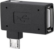 Adattatore USB Stick TV Micro OTG a 2 pezzi con hub di alimentazione e cavo a 90 gradi, pieghevole, per uso maschile e femminile