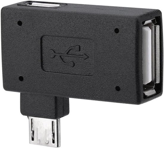 Adattatore USB Stick TV Micro OTG a 2 pezzi con hub di alimentazione e cavo a 90 gradi, pieghevole, per uso maschile e femminile