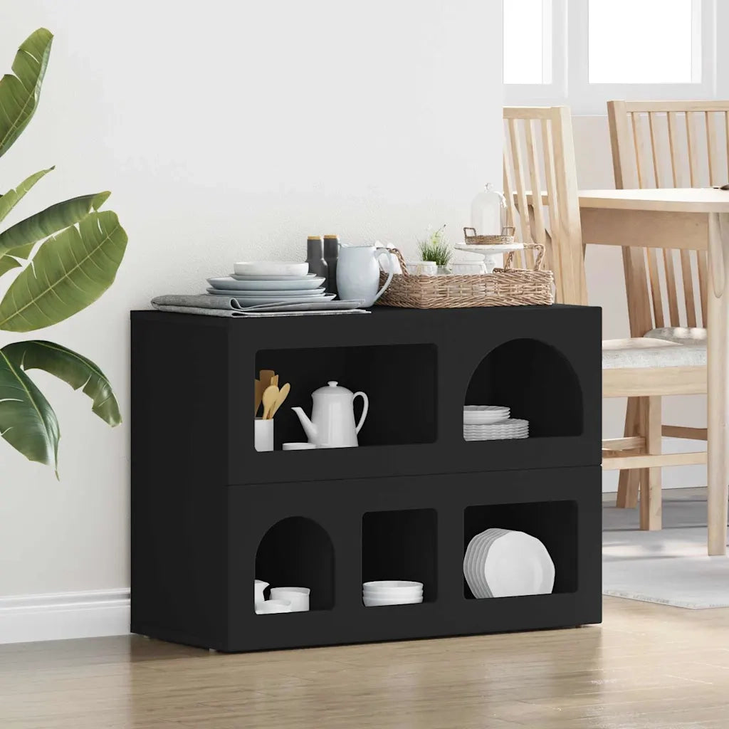 Credenza Nero 80.5 x 35 x 59 cm Legno multistrato