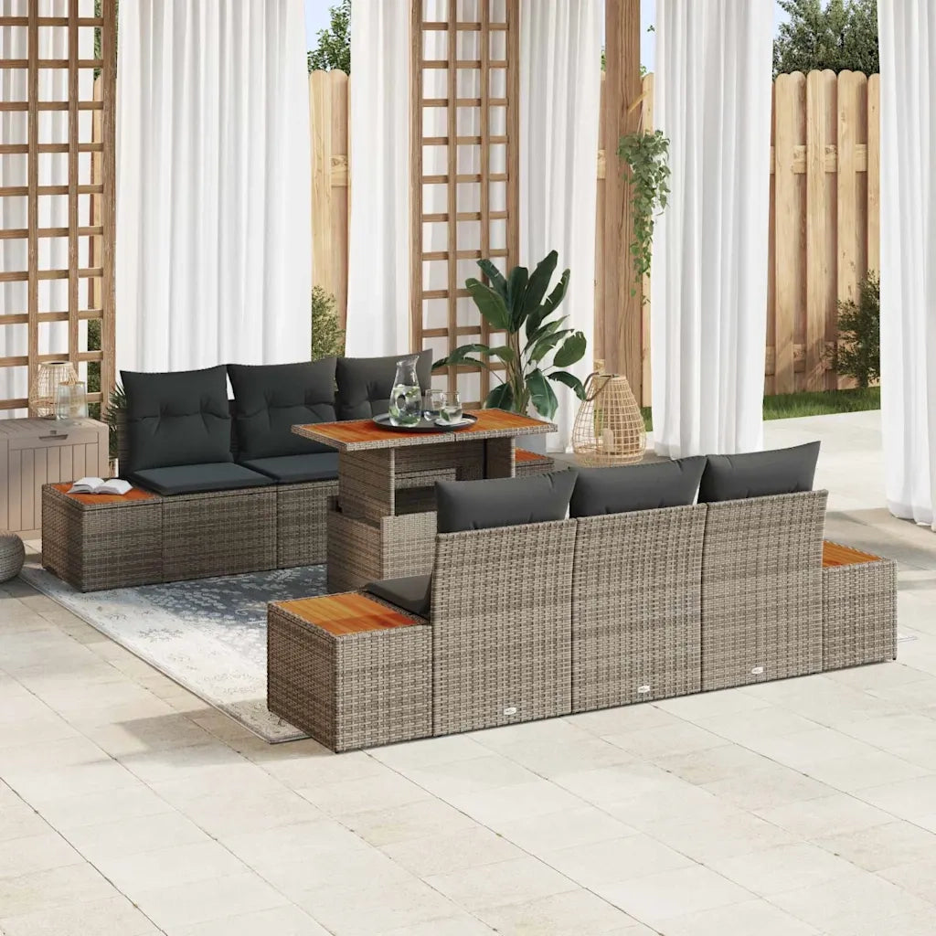 Set da Pranzo per Giardino con cuscino 7 pcs Grigio e Marrone 3350031