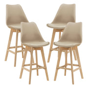 Set Lublin di 4 Sgabelli da Bar con Seduta Imbottita e Gambe in Faggio - Beige [en.casa]
