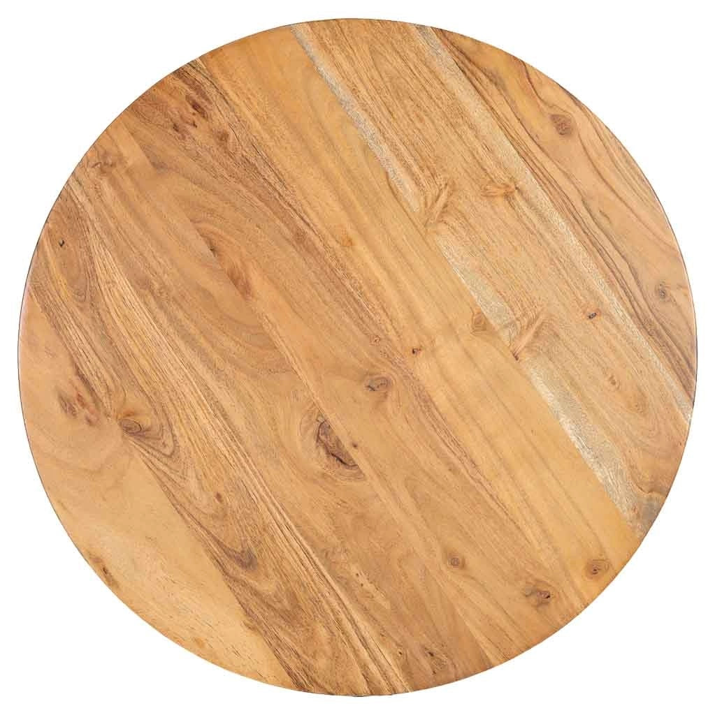 Tavolino rotondo in legno di mango naturale e ferro 59x59x33h cm