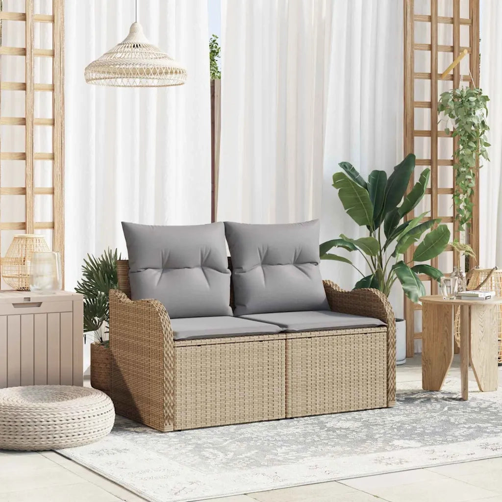 Divano da giardino con cuscino Beige 121 x 62 x 69cm polyrattan 42006725