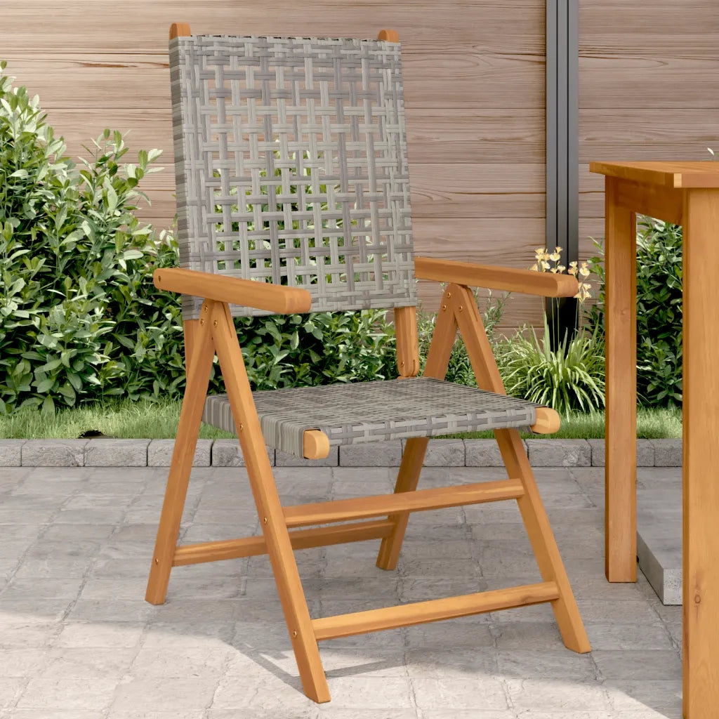 Sedie da Giardino 2 pz | Sedie da Esterno Grigie Legno Massello Acacia e Polyrattan