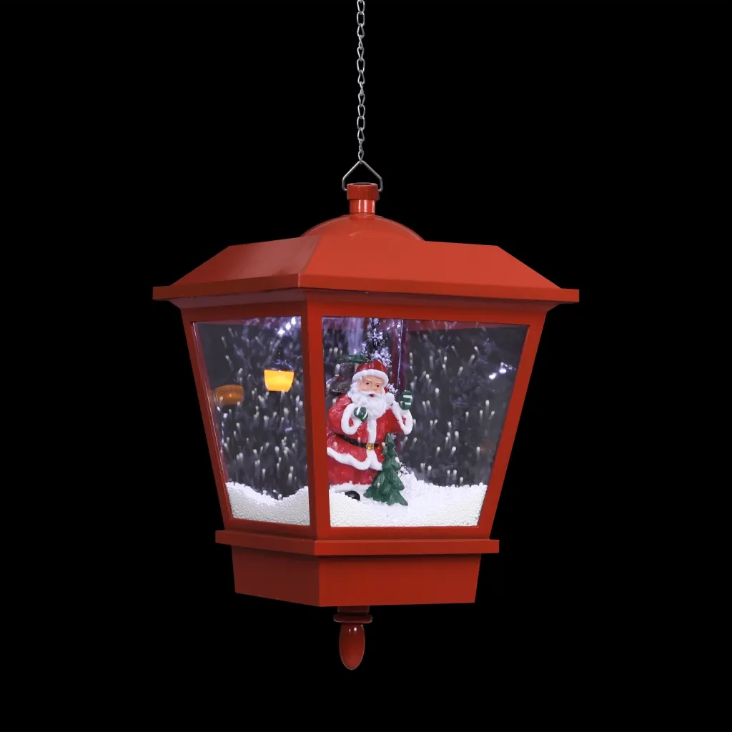 Lampada Natalizia Sospesa LED e Babbo Natale Rossa-Luci decorative natalizie 27x27x45 cm