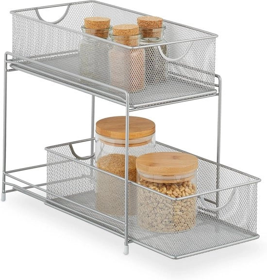 Organizzatore cucina - multifunzionale - 1 pezzo - argento - metallo - 32x19x35,5 cm