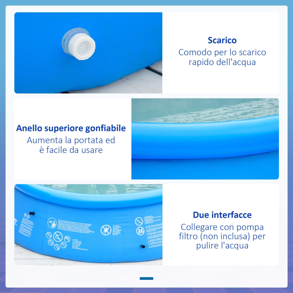 EasyComfort Piscina Gonfiabile per 3-4 Persone in PVC con Pompa Manuale, Φ274x76cm, Blu