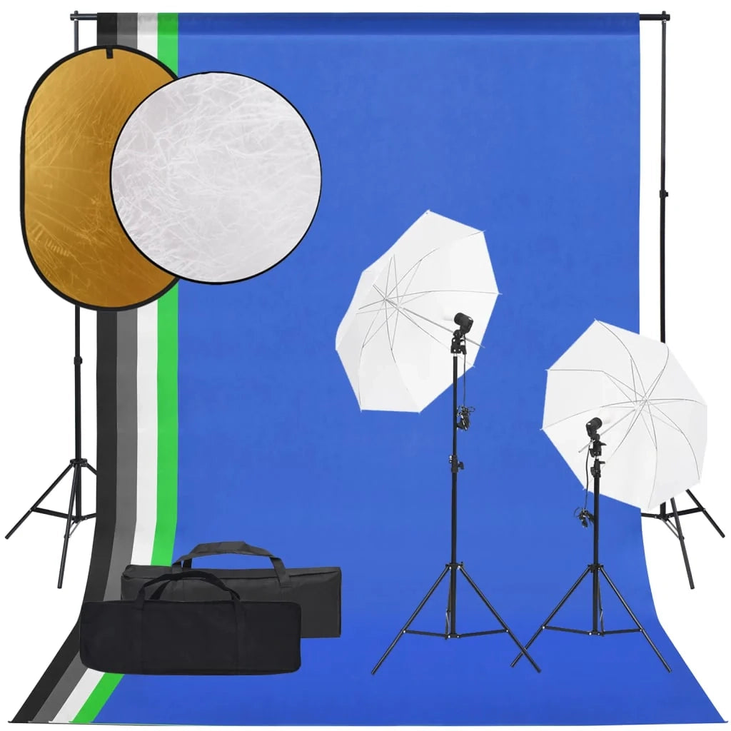 Kit per studio fotografico con illuminazione fondale e riflettore nero 02_0042461