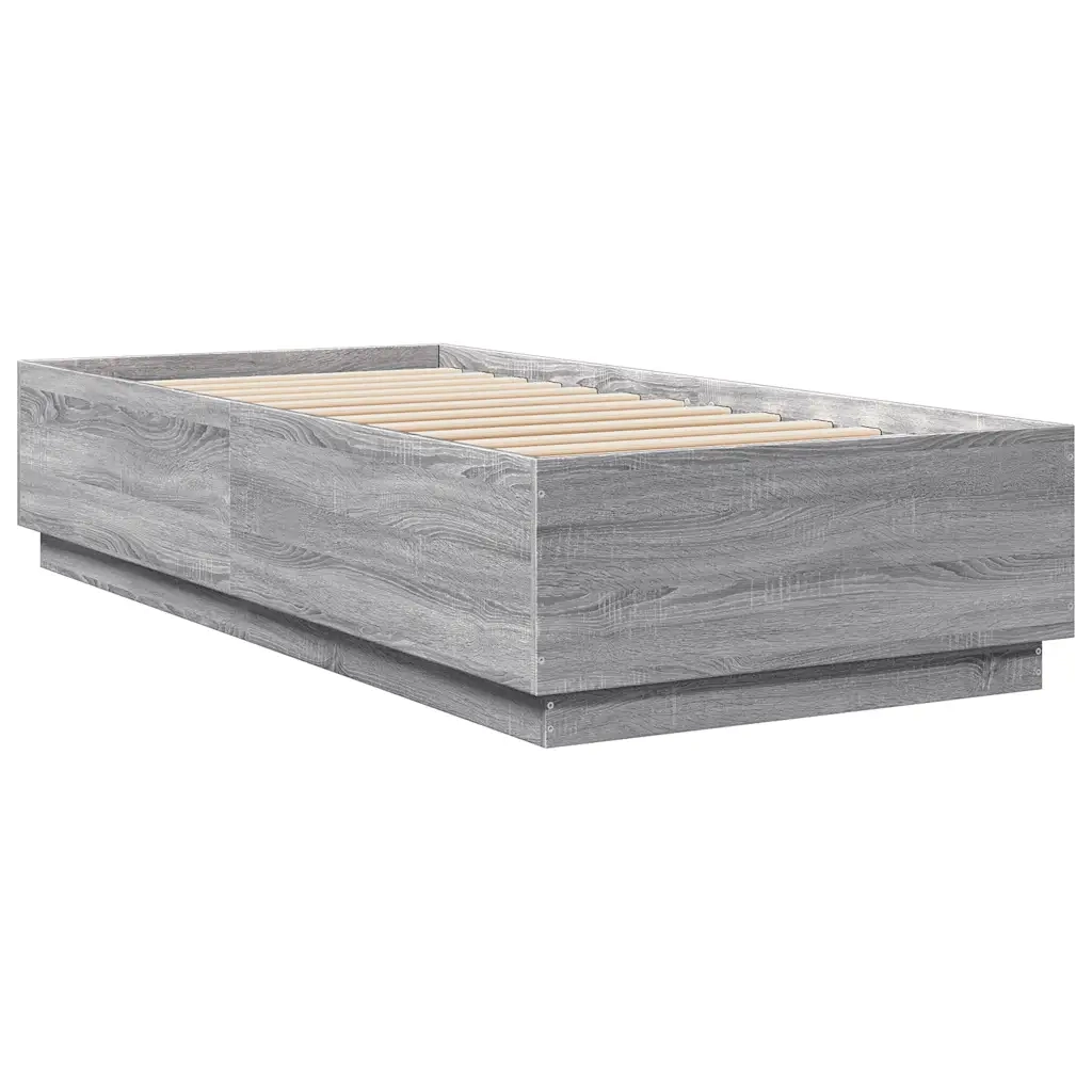 Letto singolo | Letto per adulti | Giroletto Grigio Sonoma 100x200 cm in Legno Multistrato