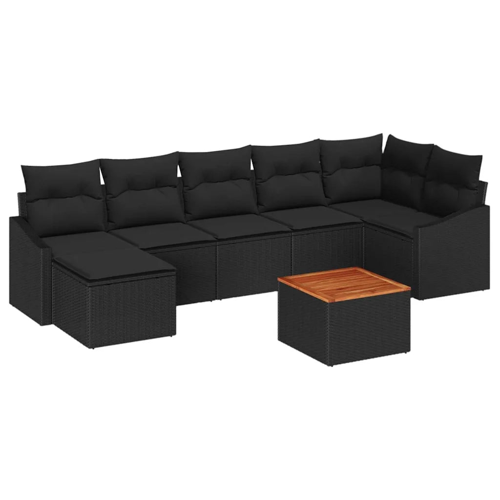 Set Divano da Giardino con archiviazione 8 pcs Nero polyrattan 3356532