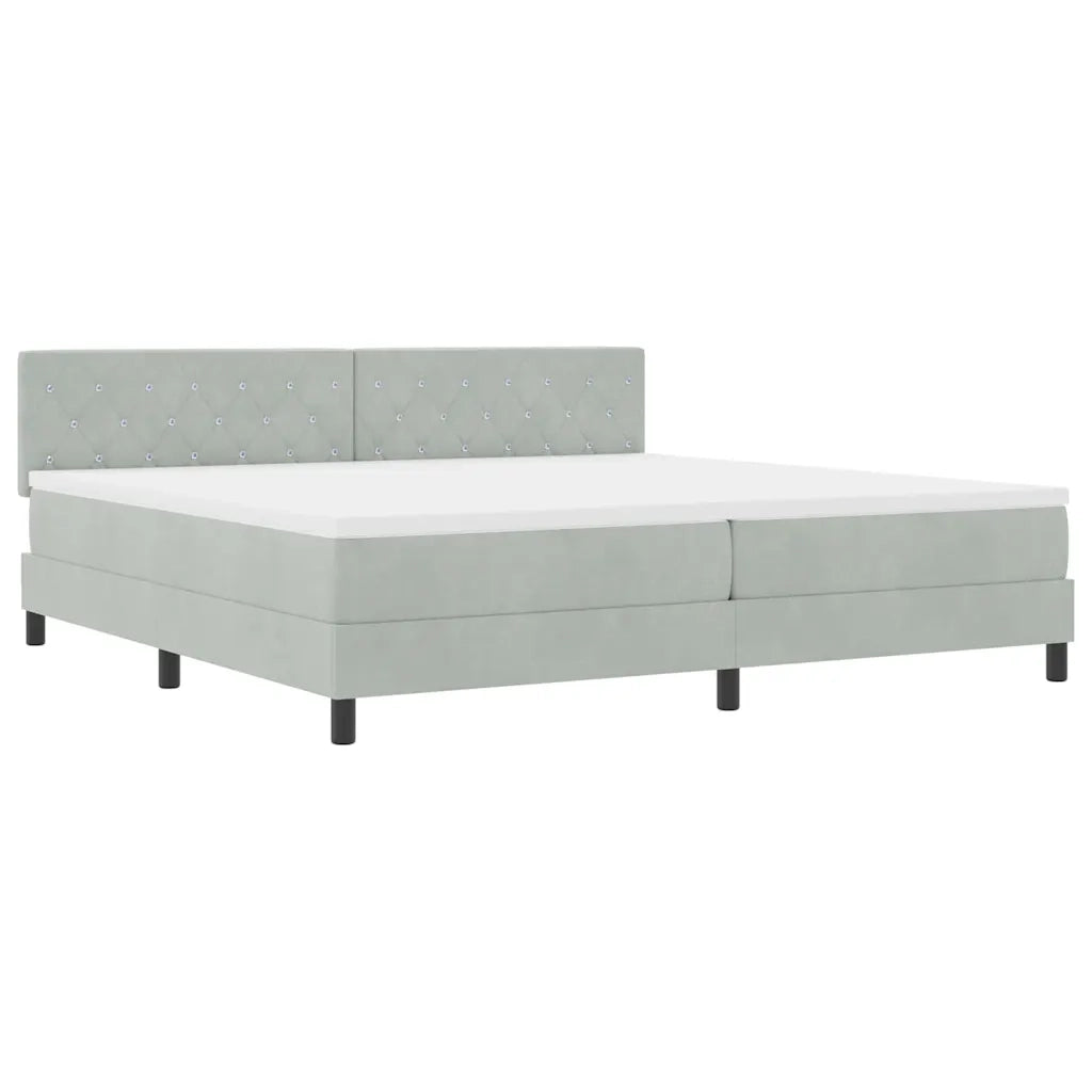 Letto a molle con materasso Grigio chiaro 200 x 200 cm Velluto 3339128