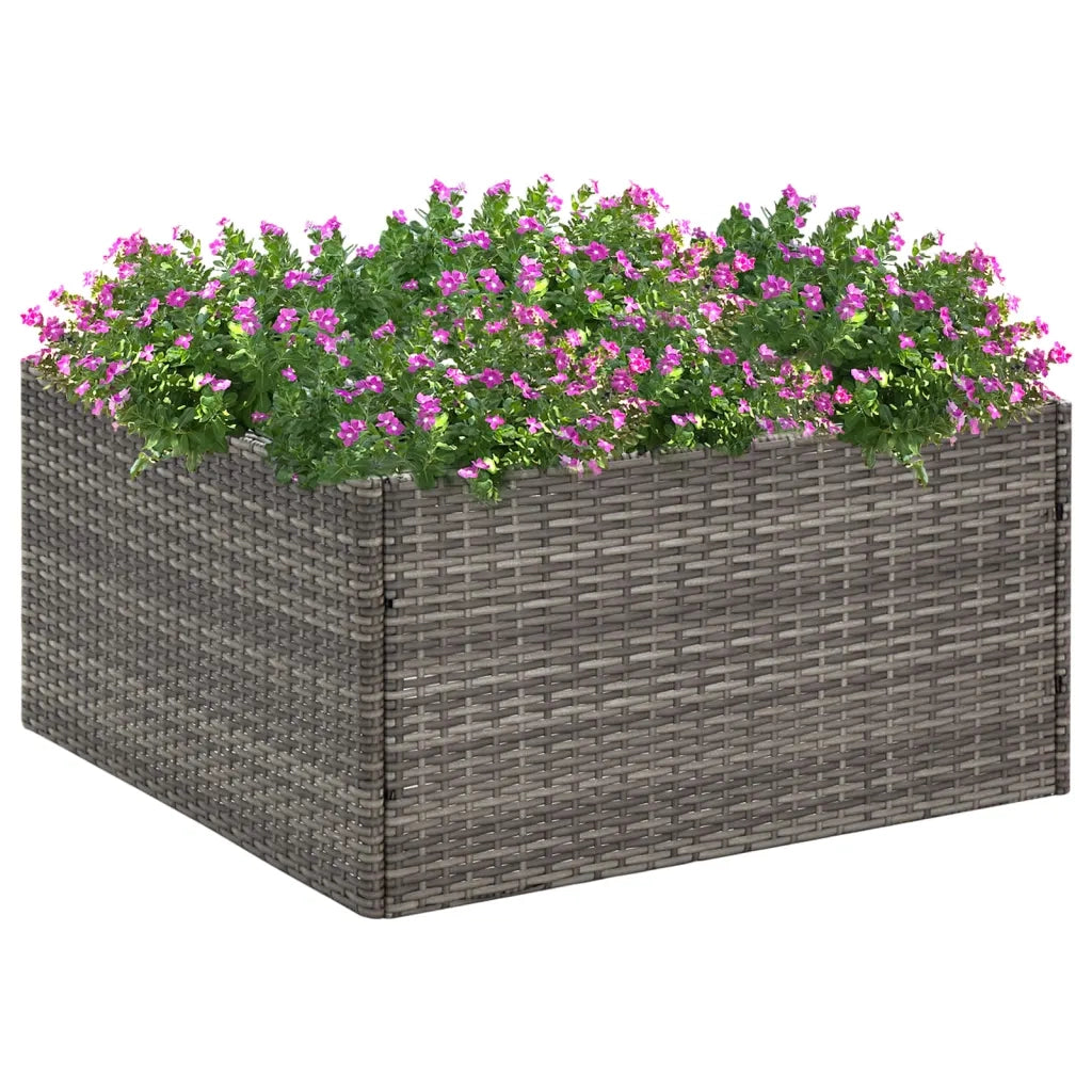 Fioriera | Cassetta per fiori | Vaso da Giardino Grigia 80x80x40 cm in Polyrattan