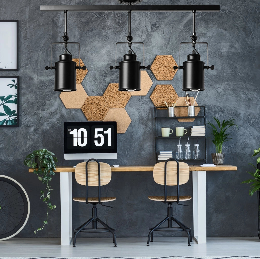 Riflettore Lampada Mobile Spot Da Soffitto Triplo Nero E27 APP487-3C