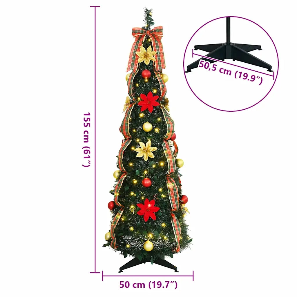 Albero di Natale artificiale con 100 LED Verde 155 cm PVC