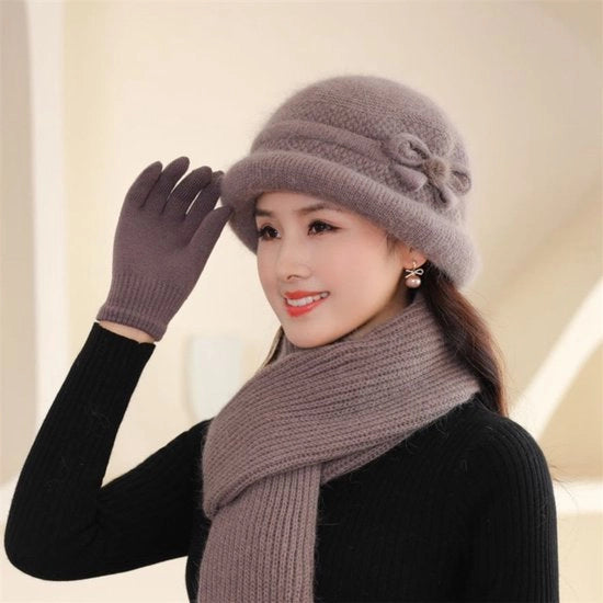 Muffa in lana spessa con copriocchi, ideale per l'autunno e l'inverno, versatile e di stile.