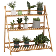 Scala per Piante in Bamb¨´ Pieghevole per Interni ed Esterni ¨C zephmum ¨C 100x39x97 cm Naturale