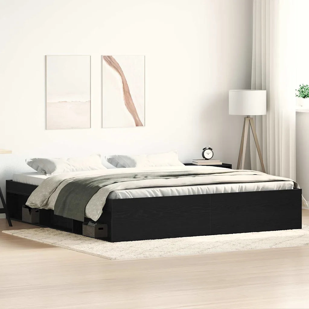 vidaXL Giroletto senza Materasso Rovere Nero 200x200 cm Truciolato