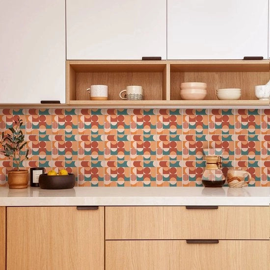Tegelstickers vinili idrorepellenti - Stickers autoadesivi per backsplash - 20 x 20 cm - Stile boho - Stickers per parete per cucina e bagno