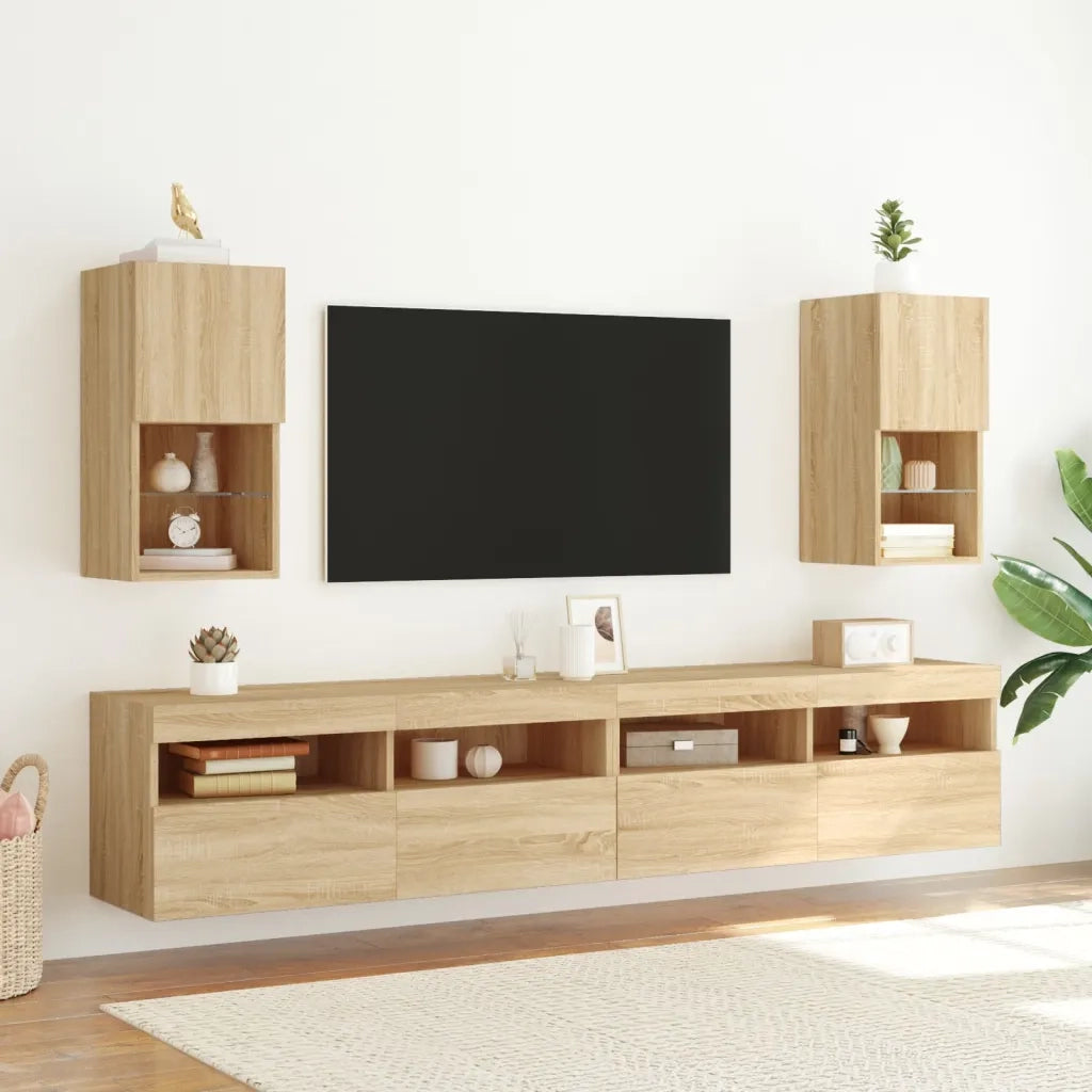 Mobili TV con Luci LED 2pz Rovere Sonoma 30,5x30x60 cmcod mxl 134102