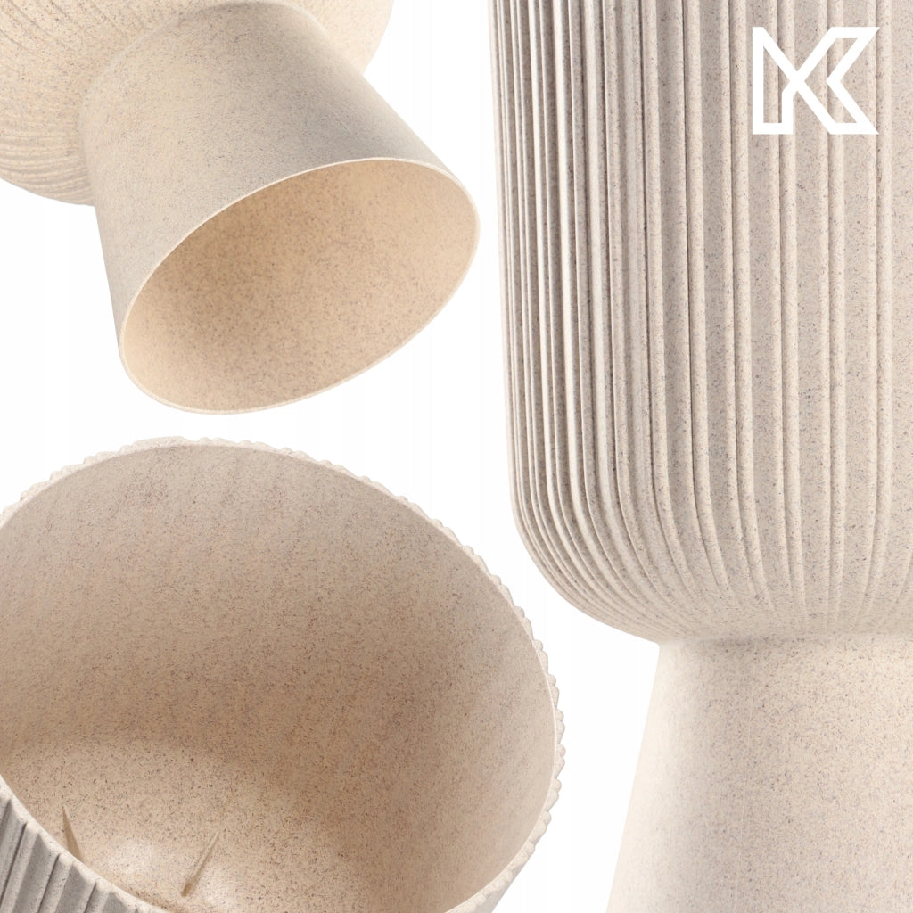 Vaso da fiori KADAX, vaso per piante da giardino, copertura in plastica, 18 cm, supporto per fiori, beige