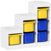 Meuble de Rangement pour Jouets 3 Niveaux 3-8 Ans Bleu Jaune