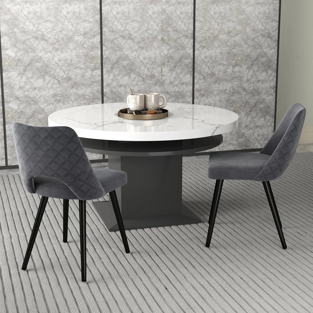 Set 2 Sedie da Pranzo, Sedie Imbottita con Cuscino in Spugna, Gambe in Metallo, Piedini Regolabili 60 x 46 x 84 cm, Capacità di Carico 150 kg, per Soggiorno, Ristorante e Caffè, Grigio