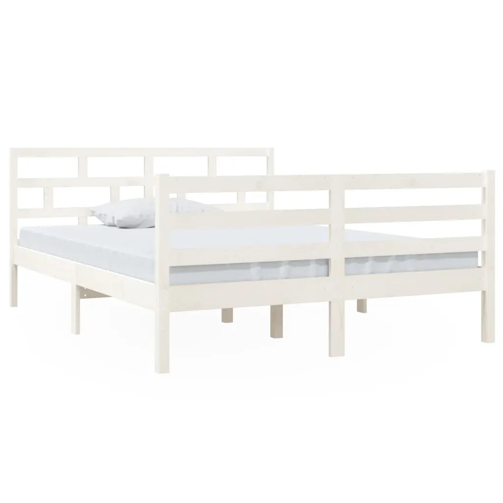 Giroletto-Struttura Letto Bianco in Legno Massello di Pino 140x190 cm 611175