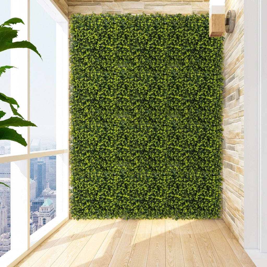 Set di 12 pannelli di siepe artificiale per pareti da giardino, Pannelli decorativi da 50 x 50 cm Verde-Decorazioni da giardino