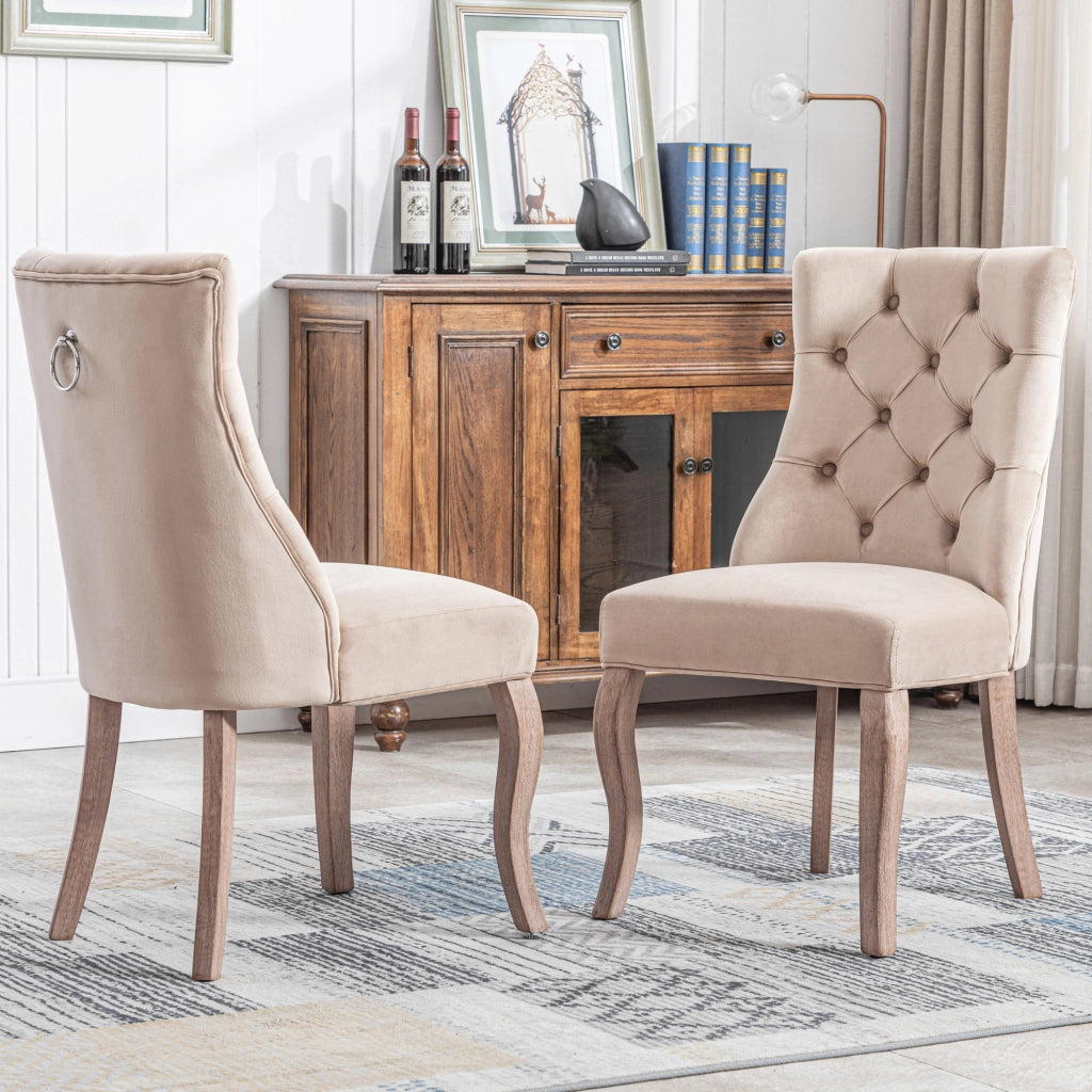 SEDIA da pranzo in velluto beige 97x51x47 cm Set 2 pezzi