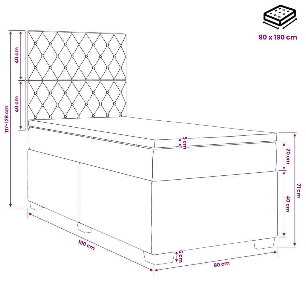 Letto box spring con materasso Blu 90 x 190 cm Velluto 3453546